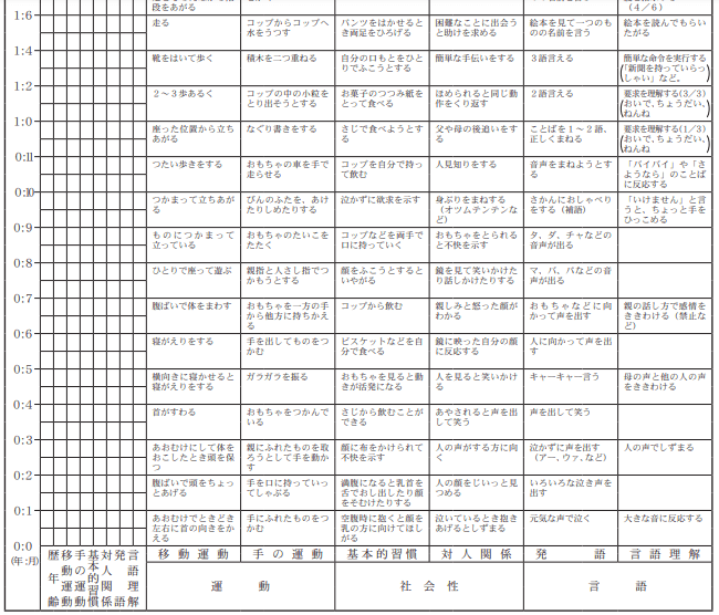 遠城寺式乳幼児分析的発達診断検査